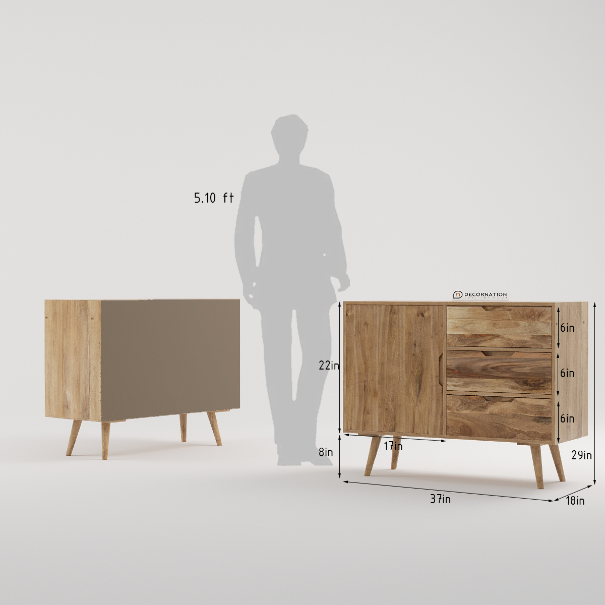 Denver Mango Wood Side Board - Medium - Image 4
