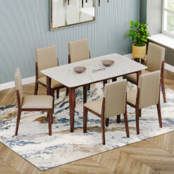 Italiana Dining Table Set – White - 6 Seater