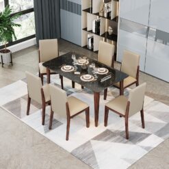 Italiana Dining Table Set – Black - 6 Seater