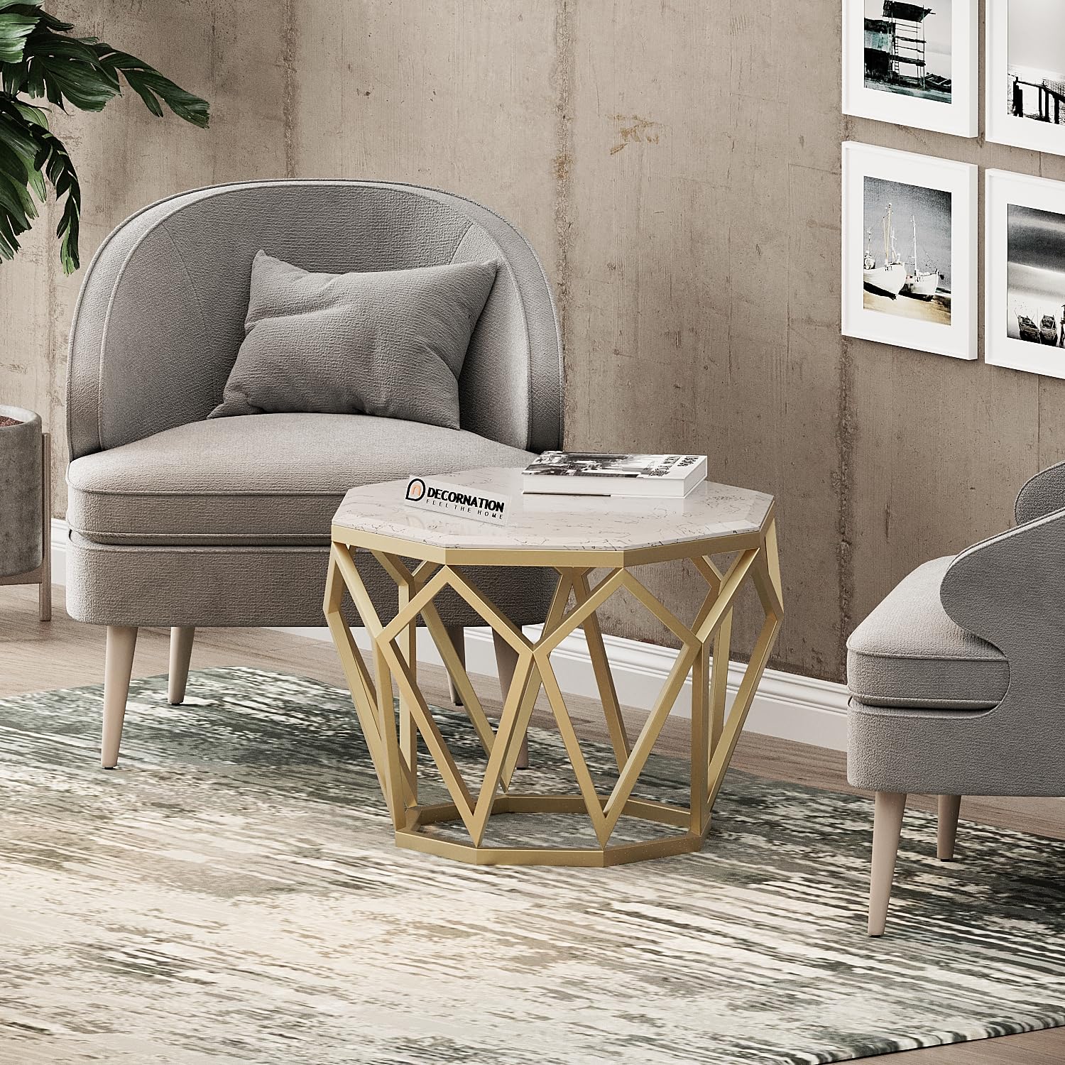 Aria Diamond Shape Coffee Table – White Brown