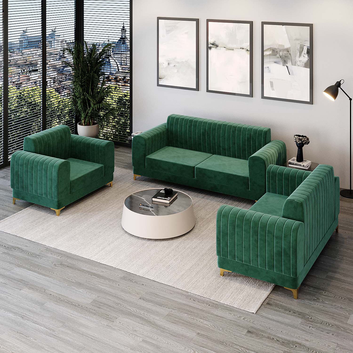 Eric Faux Velvet Sofa Couch