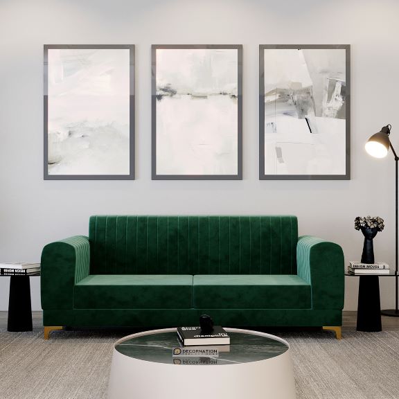 Eric 3 Seater Faux Velvet Sofa Couch