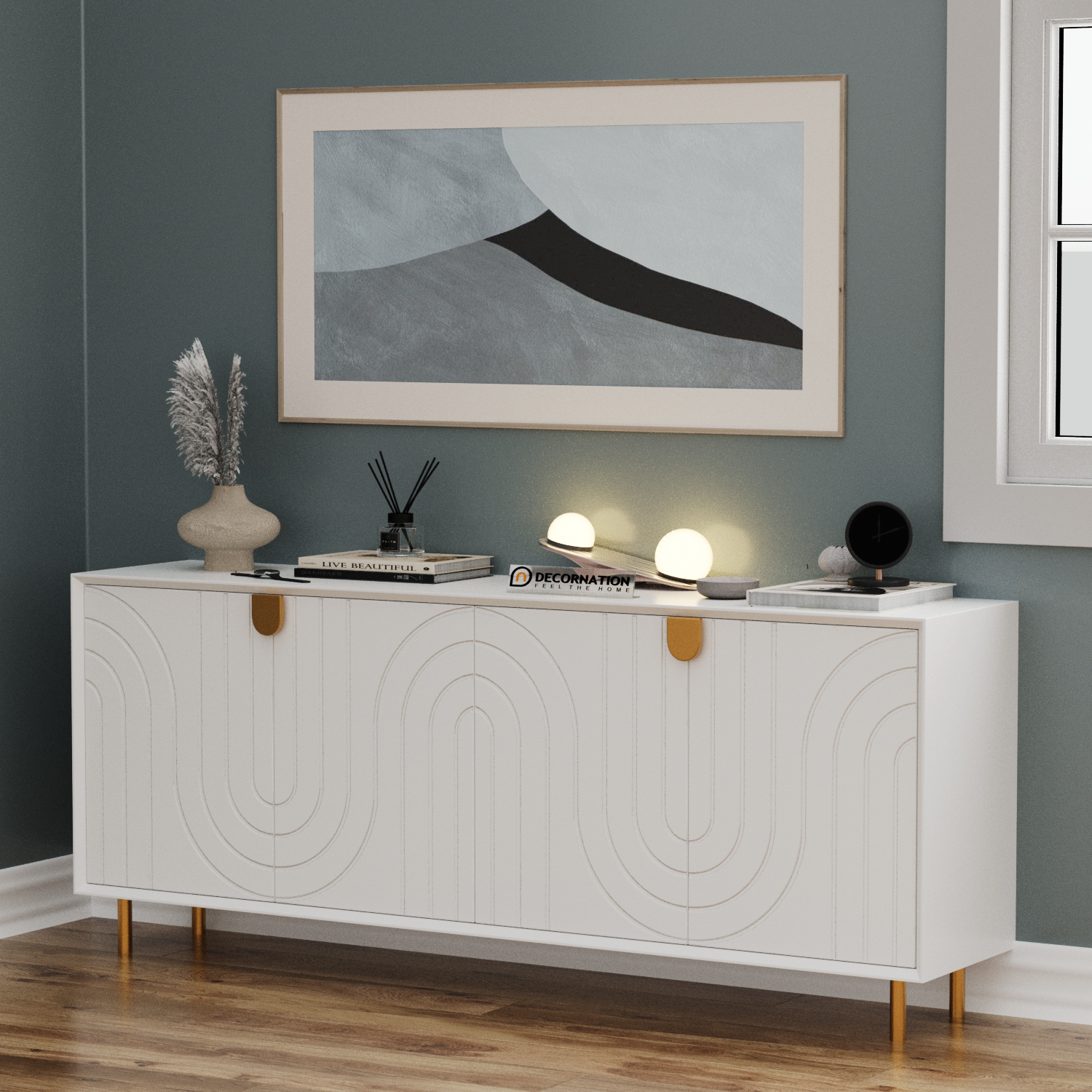 Velora Sideboard with Wave design – White
