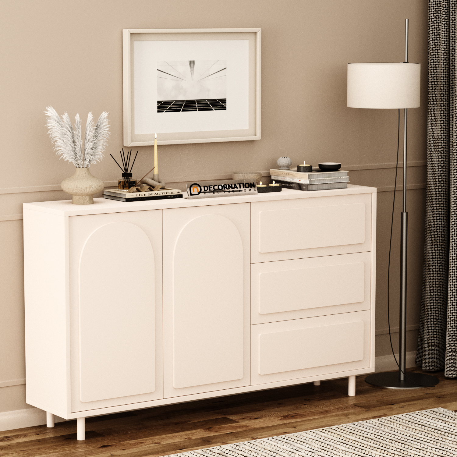 Morgan sideboard with double door 4 shelves and 3 drawers