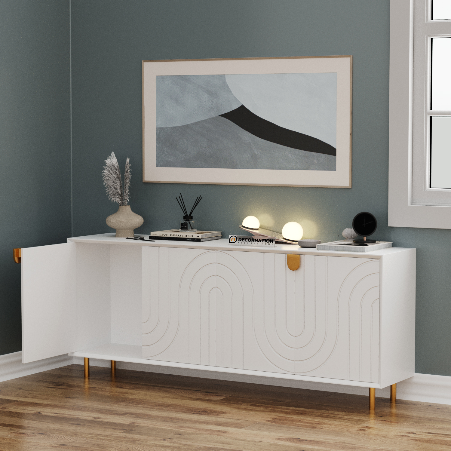 Textured-sideboard-for-living-and-dining-room