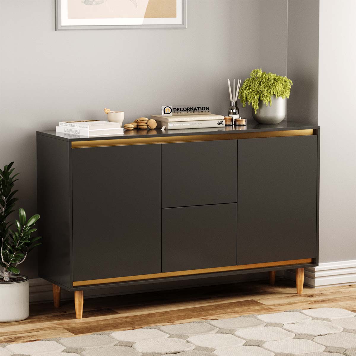 Cresta 2 door Sideboard – Charcoal Grey