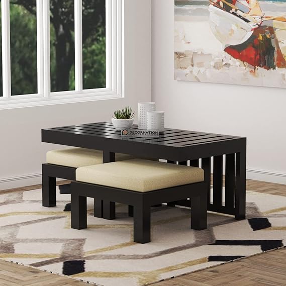 Myron coffee table 2 stools Black