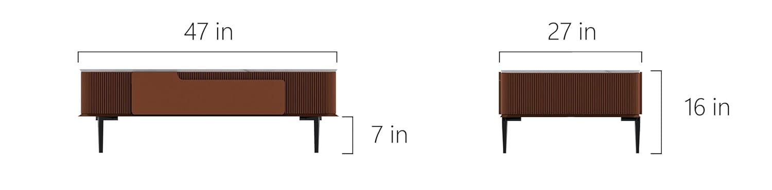 Contemporary Coffee Table with PVD-Coated Metal Legs