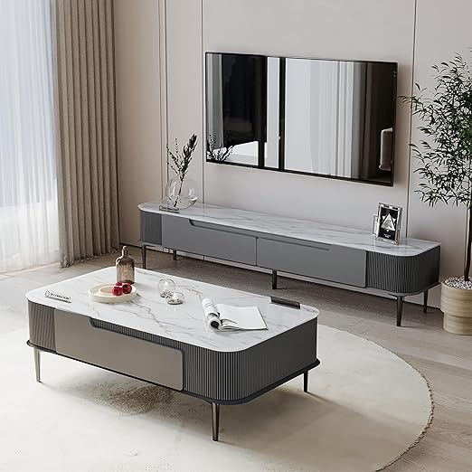 Center Table for Modern Living Rooms with Faux Marble Top